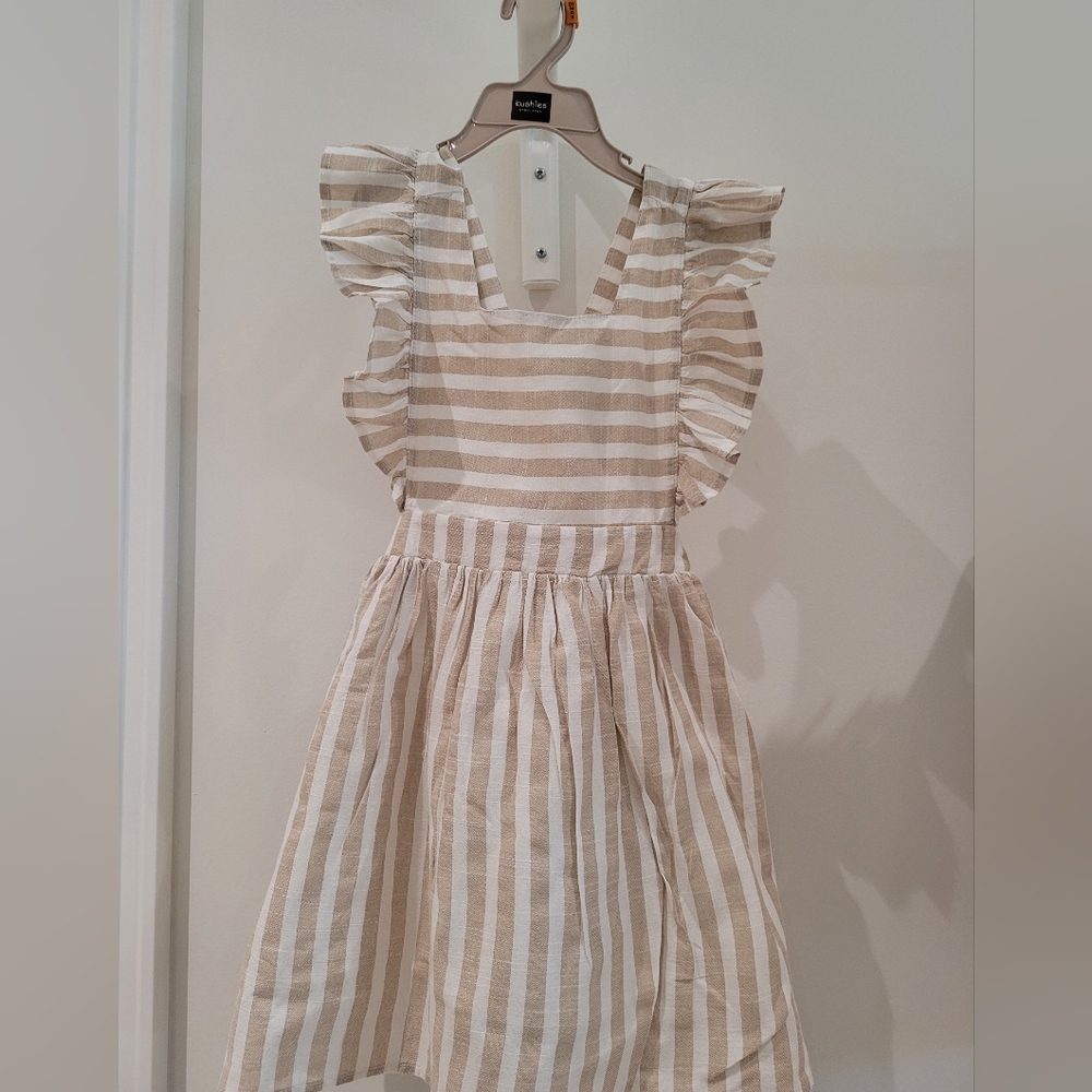 Eli & Nev Cream and White Striped Kids Dress Age 3-4 Girl